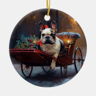 Französische Bulldogge Weihnachtsfest Saison Keramik Ornament