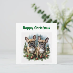 Französische Bulldogge Weihnachtskranz Bulldog Feiertagskarte