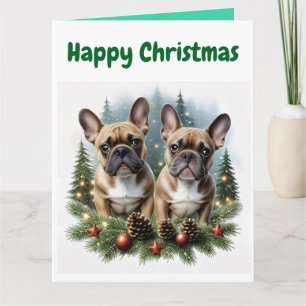 Französische Bulldogge Weihnachtskranz Bulldog Karte