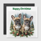 Französische Bulldogge Weihnachtskranz Bulldog Magnetkarte (Vorne/Hinten)