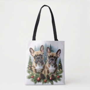Französische Bulldogge  Weihnachtskranz Bulldog Tasche