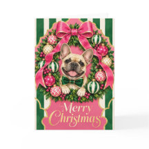 Französische Bulldogge Weihnachtskranz Karte