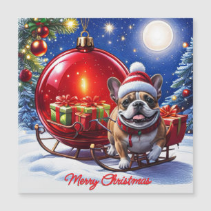 Französische Bulldogge Weihnachtskugel Weihnachten Magnetkarte