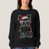 Französische Bulldogge Weihnachtsleuchten Baum Dek Sweatshirt (Vorderseite)
