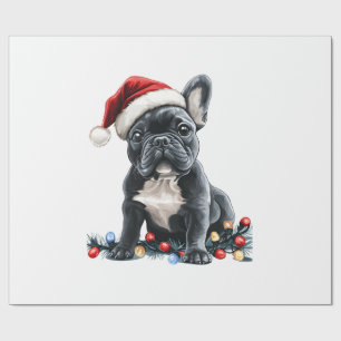 Französische Bulldogge Weihnachtslichter Xmas Hund Geschenkpapier