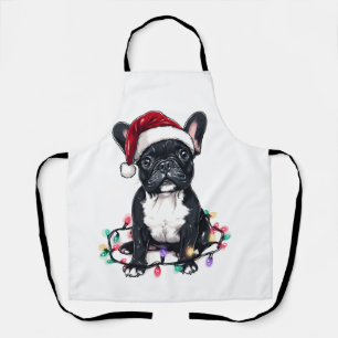 Französische Bulldogge Weihnachtslichter Xmas Hund Schürze