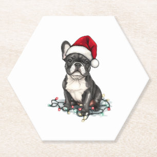 Französische Bulldogge Weihnachtslichter Xmas Hund Untersetzer