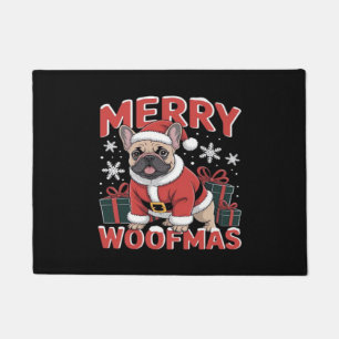 Französische Bulldogge Weihnachtsmann Hut Frohe We Fußmatte