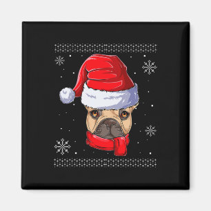 Französische Bulldogge Weihnachtsmann Kleidung Magnet