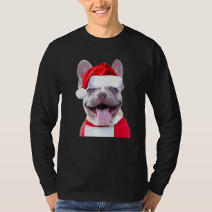Französische Bulldogge Weihnachtsmann Kostüm Süßer T-Shirt