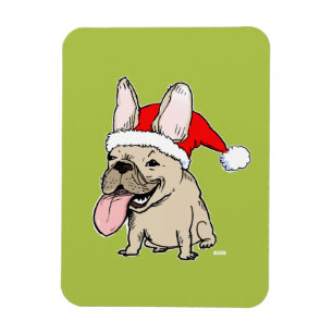 Französische Bulldogge Weihnachtsmann - lustiges Magnet