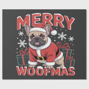 Französische Bulldogge Weihnachtsmann Mütze Frohe Geschenkpapier