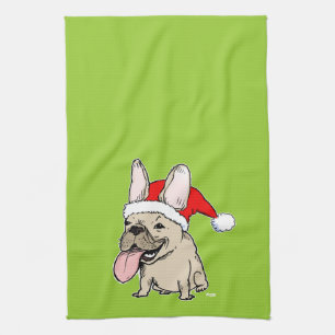 Französische Bulldogge Weihnachtsmann - Süßer Hund Küchentuch