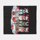 Französische Bulldogge-Weihnachtsmannmütze will We Fleecedecke (Vorderseite (Horizontal))