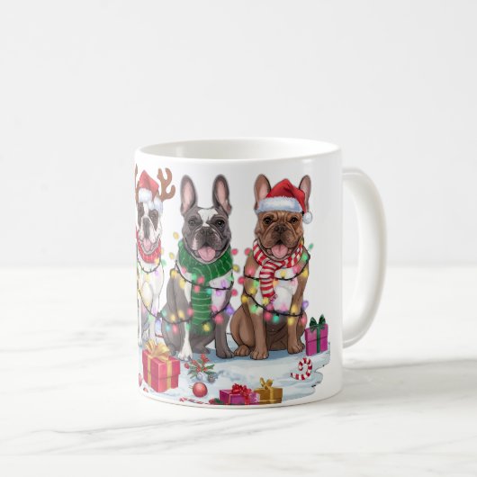 Französische Bulldogge-Weihnachtsmannmütze will We Kaffeetasse (VorderseiteRechts)