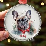 Französische Bulldogge Weihnachtsschmuck<br><div class="desc">Niedlicher französischer Bulldogge Weihnachtsschmuck für Ihren Franzosen! Original Aquarellkunst von Nicole. Personalisieren Sie mit einem individuelle Name.</div>