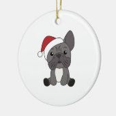 Französische Bulldogge Weihnachtsschneetiere Keramik Ornament (Links)