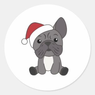Französische Bulldogge Weihnachtsschneetiere Runder Aufkleber