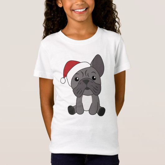 Französische Bulldogge Weihnachtsschneetiere T-Shirt (Vorderseite)