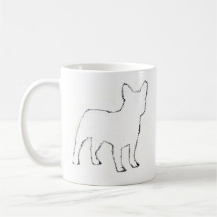 Französische Bulldogge Weiße Silhouette Kaffeetasse