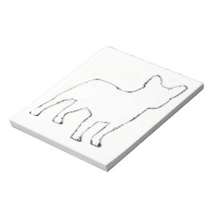 Französische Bulldogge Weiße Silhouette Notizblock