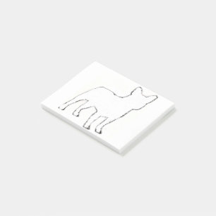 Französische Bulldogge Weiße Silhouette Post-it Klebezettel