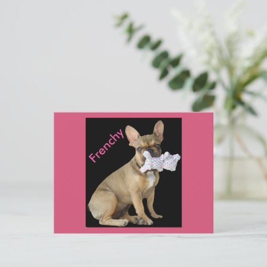 Französische Bulldogge Welpe French Bulldog Postkarte (Stehend Vorderseite)