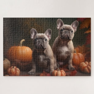 Französische Bulldogge Welpe Herbstfreude Kürbis Puzzle
