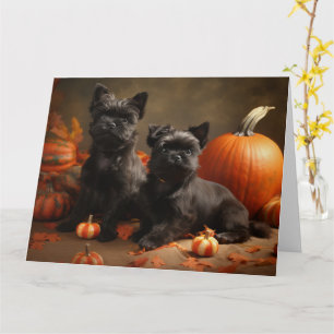 Französische Bulldogge-Welpe Herbstvergnügen Kürbi Karte