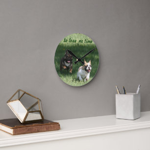 Französische Bulldogge Wettrennen French Bulldog Runde Wanduhr