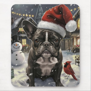 Französische Bulldogge Winter Wonderland Weihnacht Mousepad