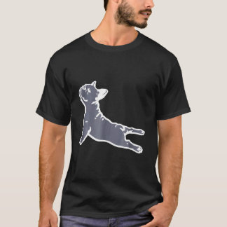 Französische Bulldogge Yoga Cute Blau T-Shirt