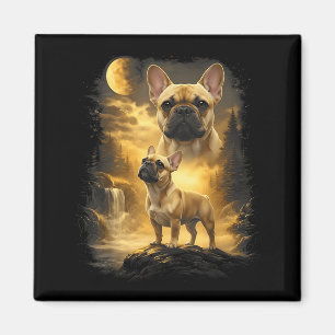 Französische Bulldogge ! zum Mond heulendes Meme 9 Magnet