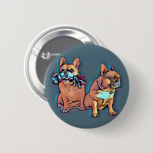 Französische Bulldogge zwei Freunde French Bulldog Button