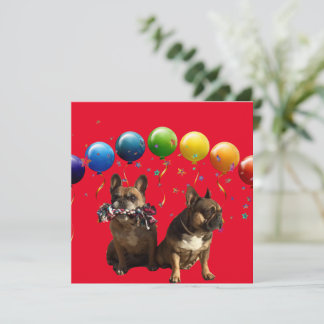 Französische Bulldogge zwei Freunde French Bulldog Einladung