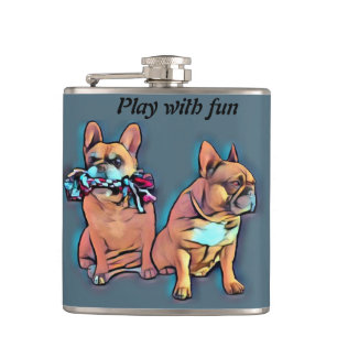 Französische Bulldogge zwei Freunde French Bulldog Flachmann