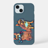 Französische Bulldogge zwei Freunde French Bulldog iPhone 15 Hülle (Rückseite)