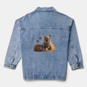 Französische Bulldogge zwei Freunde French Bulldog Jeansjacke