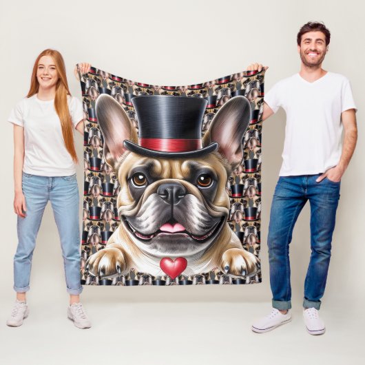 Französische Bulldogge Zylinder French Bulldog Fleecedecke (Beispiel)