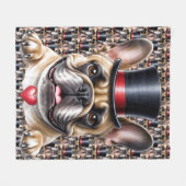 Französische Bulldogge Zylinder French Bulldog Fleecedecke (Vorderseite (Horizontal))