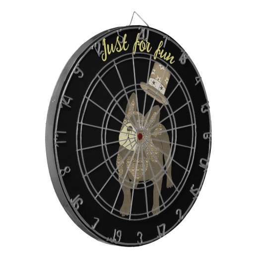 Französische Bulldogge Zylinder Neujahr Dartscheibe (Vorderseite Links)