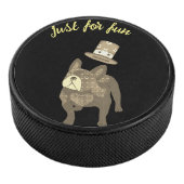 Französische Bulldogge Zylinder Neujahr Eishockey Puck (3/4)