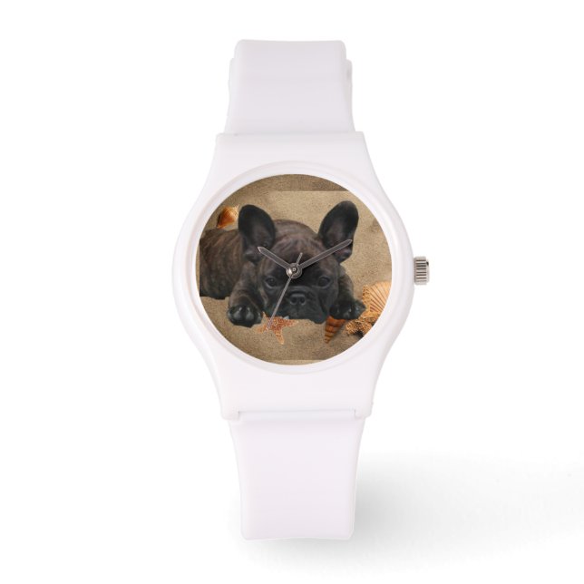 Französische Bulldoggen Armbanduhr (Vorderseite)