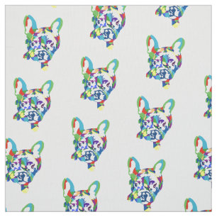 Französische Bulldoggen blau grün Stoff