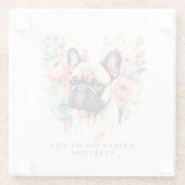 Französische Bulldoggen-Blume trinken auf mich für Glasuntersetzer (Rückseite)