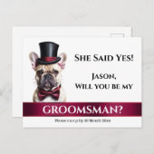 Französische Bulldoggen-Bräutigam-Vorschlag Bordea Postkarte (Vorne/Hinten)