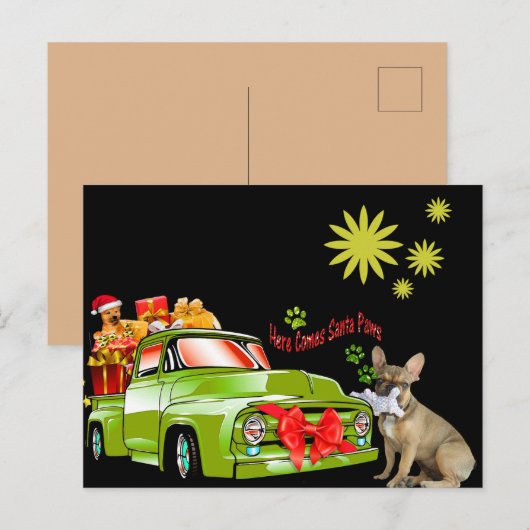 französische Bulldoggen Christmas French Bulldog Postkarte (Vorne/Hinten)