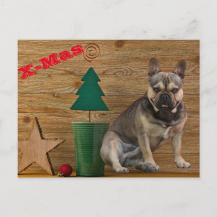 französische Bulldoggen Christmas French Bulldog Postkarte