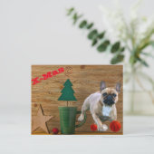  französische Bulldoggen Christmas French Bulldog  Postkarte (Stehend Vorderseite)