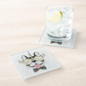 Französische Bulldoggen-Einhorn Glasuntersetzer (Schrägansicht)